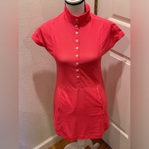 Nike Golf Dress Womens Large Coral-red Short Sleeve Dri Fit Tennis Active